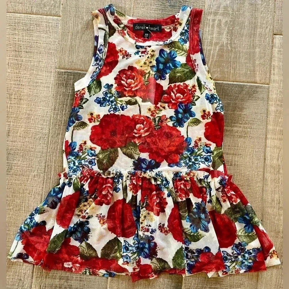 Red Floral Sheer Blouse NWT
